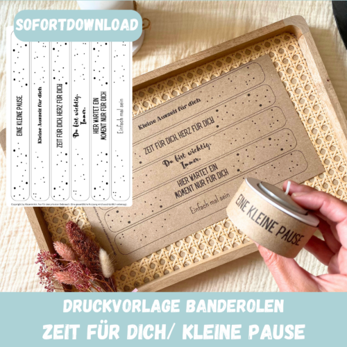 PDF Bastelvorlage Banderolen Zeit für Dich - für achtsame Geschenke- Download