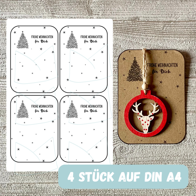 Druckvorlage weihnachtliche Geschenkkarte mit Tannenbaum - Frohe Weihnachten für Dich - Karte zum Bestücken - PDF