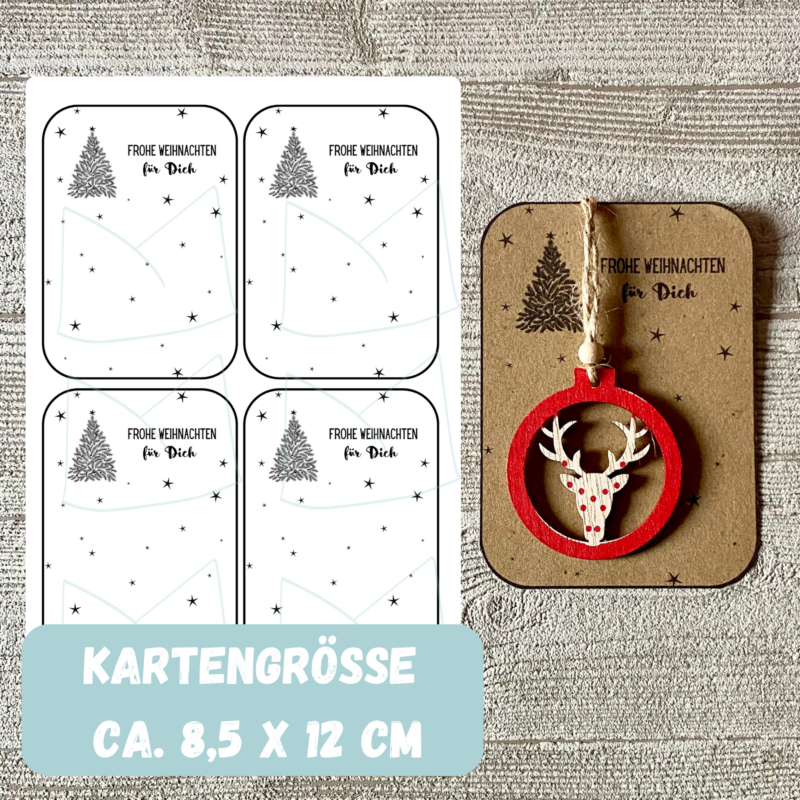 Druckvorlage weihnachtliche Geschenkkarte mit Tannenbaum - Frohe Weihnachten für Dich - Karte zum Bestücken - PDF