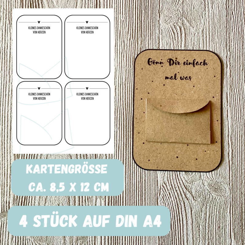 DIY Druckvorlage Geschenkkarte Gutschein, Geld - Gönn Dir einfach mal was - mit Umschlag, Karte zum Bestücken - PDF