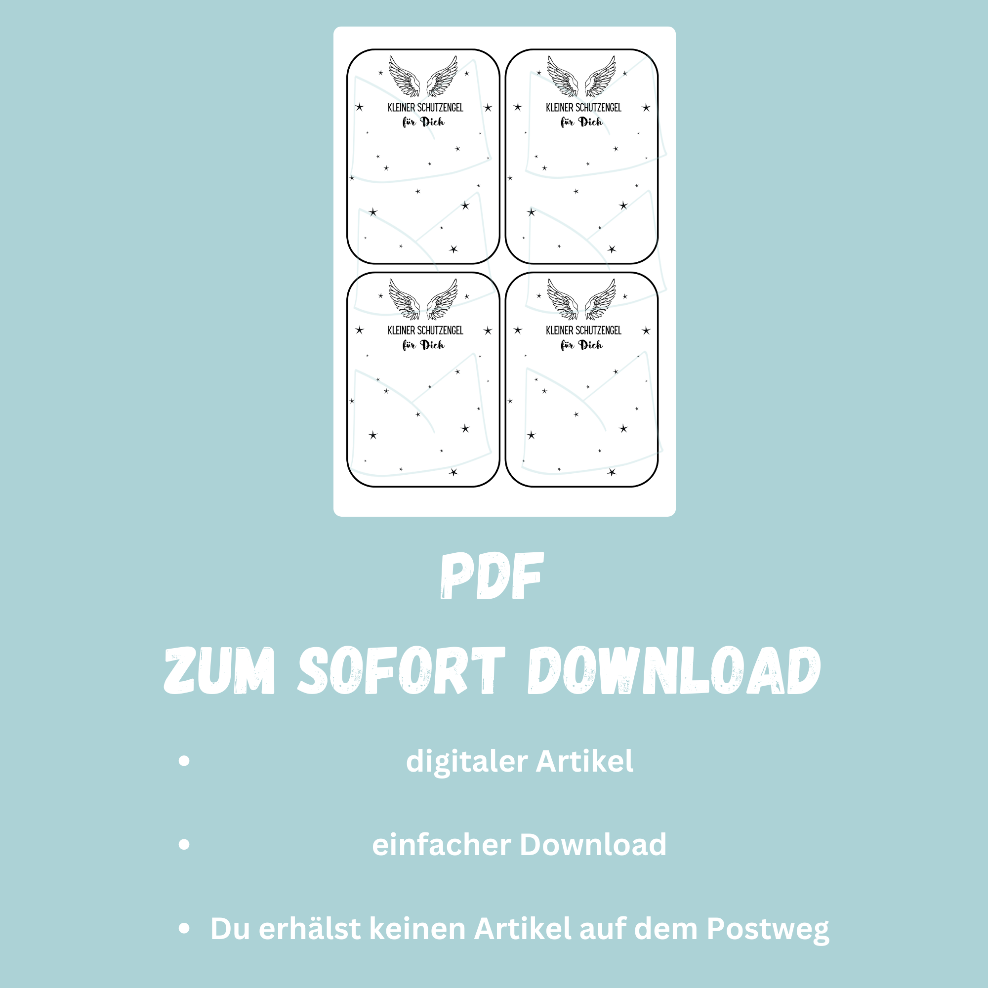 DIY Druckvorlage Geschenkkarte - Kleiner Schutzengel für Dich - Karte zum Bestücken - PDF