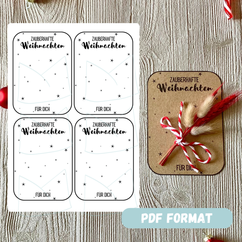 Druckvorlage Geschenkkarte - Zauberhafte Weihnachten für Dich- Karte zum Bestücken - PDF Download