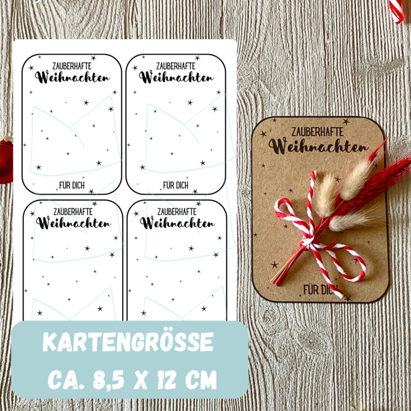 Druckvorlage Geschenkkarte - Zauberhafte Weihnachten für Dich- Karte zum Bestücken - PDF Download