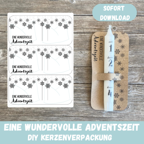 DIY Bastelvorlage Kerzenverpackung im Advent, Adventszeit - Verpackung für Kerzen & andere Kleinigkeiten - Download