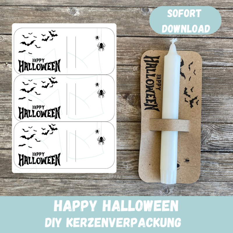 Happy Halloween - Fledermäuse DIY Bastelvorlage- Kerzenverpackung für Stabkerzen & andere Kleinigkeiten- Download