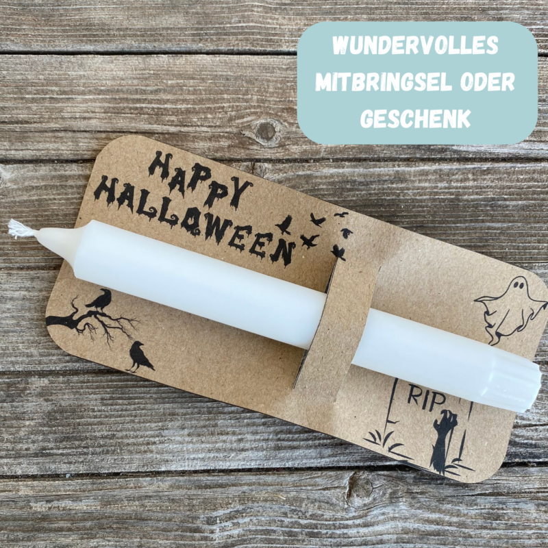 Halloween Kerzenverpackung für Stabkerzen & andere Kleinigkeiten mit Rabe - Druckvorlage zum selber basteln - Download