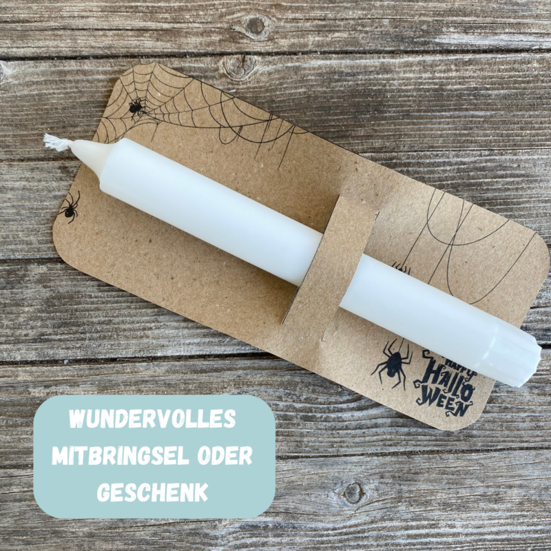 Halloween - Bastelvorlage- Kerzenverpackung für Stabkerzen & andere Kleinigkeiten mit Spinnen- Download