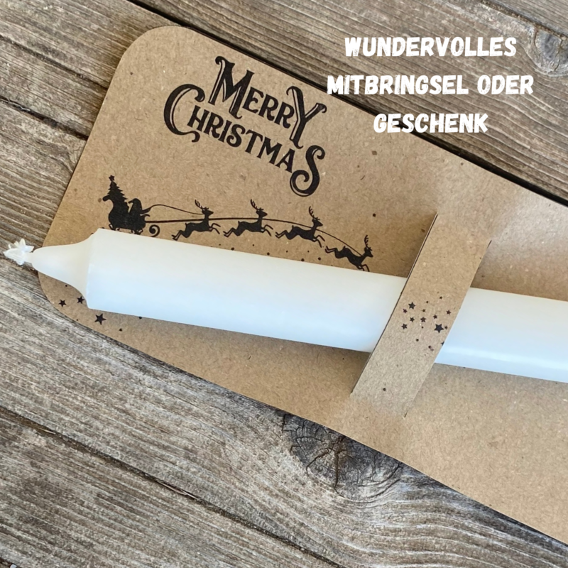 DIY Bastelvorlage Weihnachten - Merry Christmas mit Rentierschlitten - Kerzenverpackung für Stabkerzen & andere Kleinigkeiten, Rentiere - Download