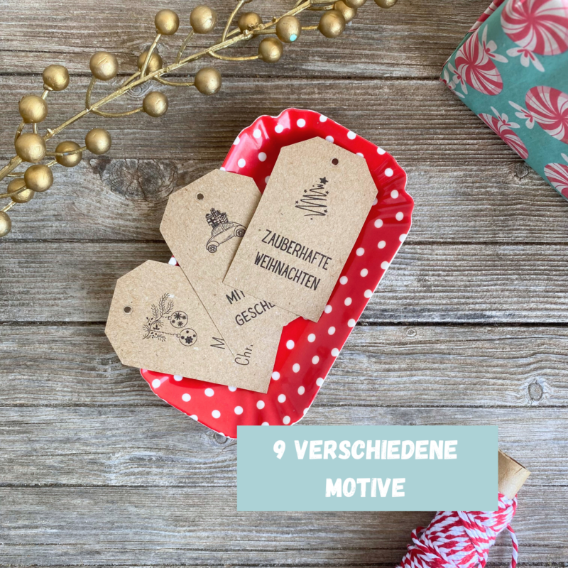 9 verschiedene Geschenkanhänger für Weihnachten zum Ausdrucken - PDF Download