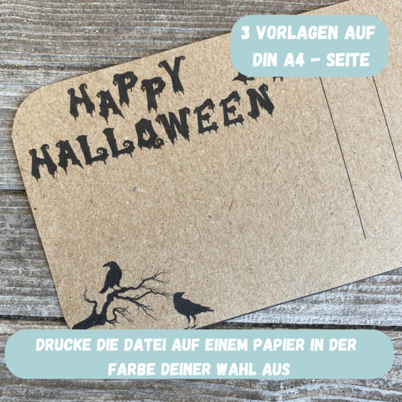 Halloween Kerzenverpackung für Stabkerzen & andere Kleinigkeiten mit Rabe - Druckvorlage zum selber basteln - Download