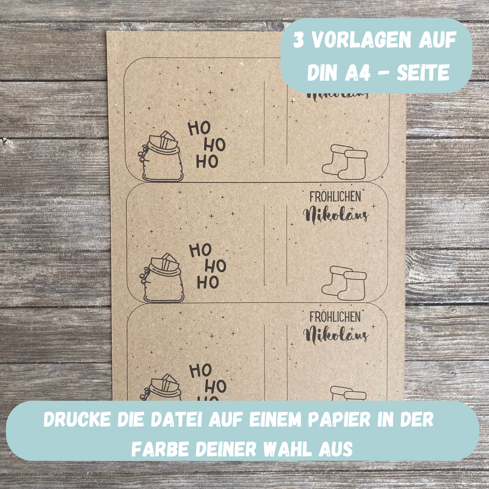 DIY Bastelvorlage Nikolaus - Kerzenverpackung für Stabkerzen & andere Kleinigkeiten - Download