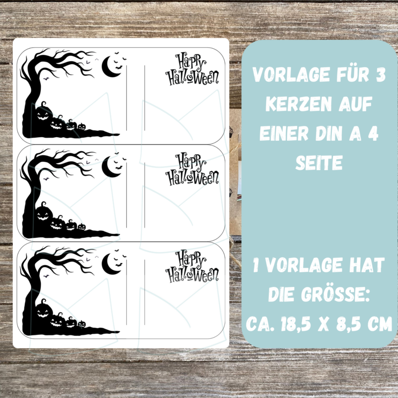 Happy Halloween - gruselige Kürbisse Bastelvorlage- Kerzenverpackung für Stabkerzen & andere Kleinigkeiten- Download