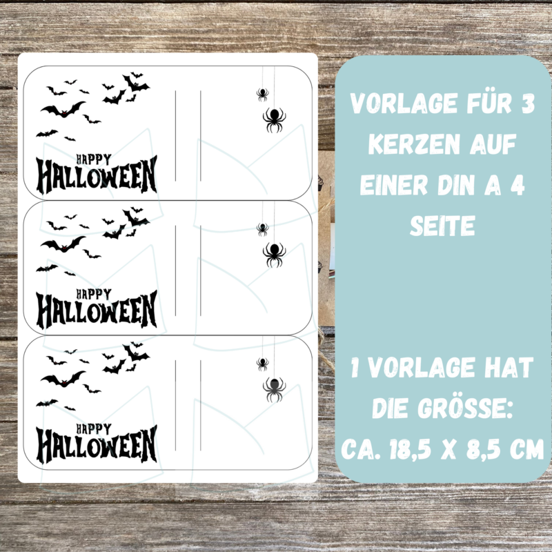 Happy Halloween - Fledermäuse DIY Bastelvorlage- Kerzenverpackung für Stabkerzen & andere Kleinigkeiten- Download