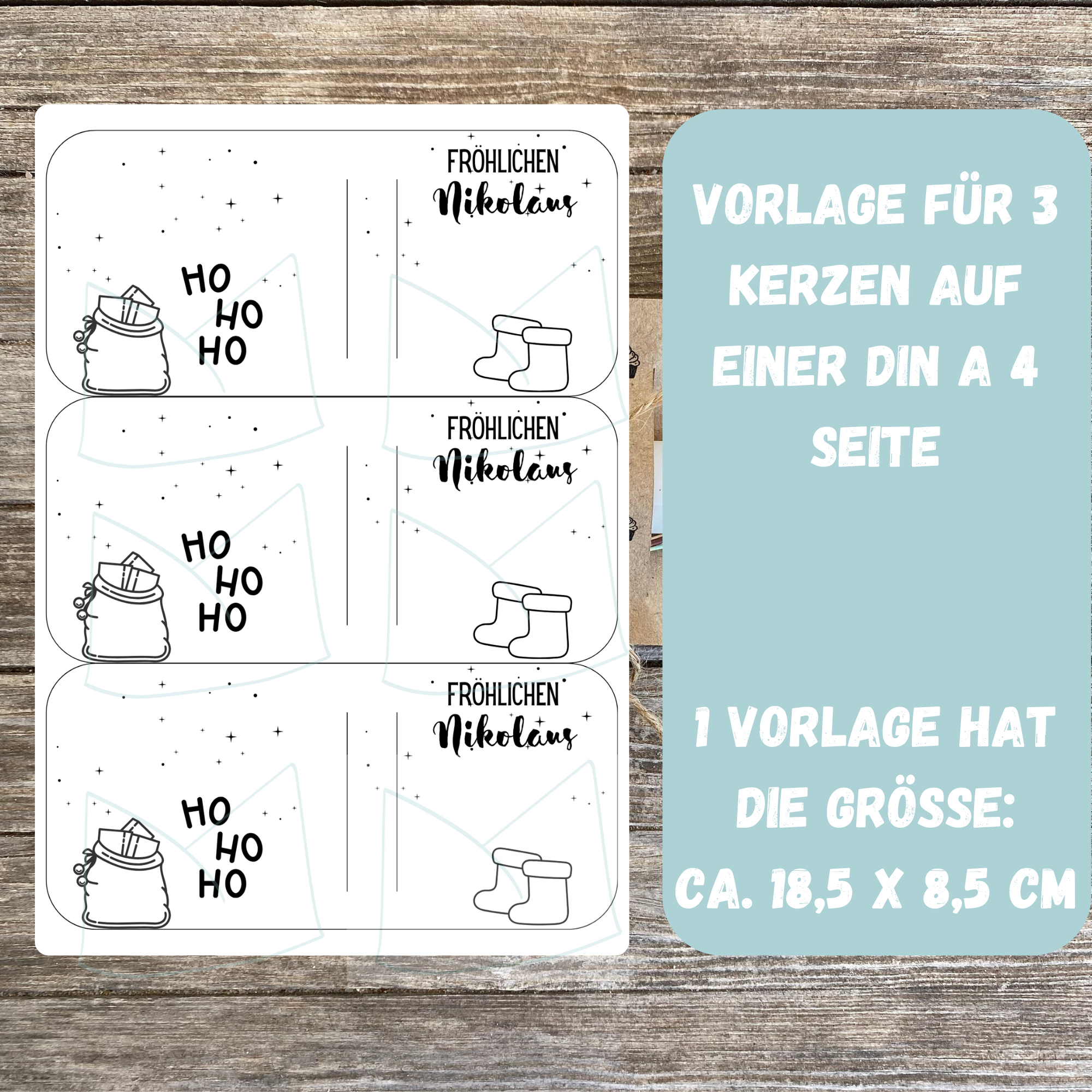 DIY Bastelvorlage Nikolaus - Kerzenverpackung für Stabkerzen & andere Kleinigkeiten - Download