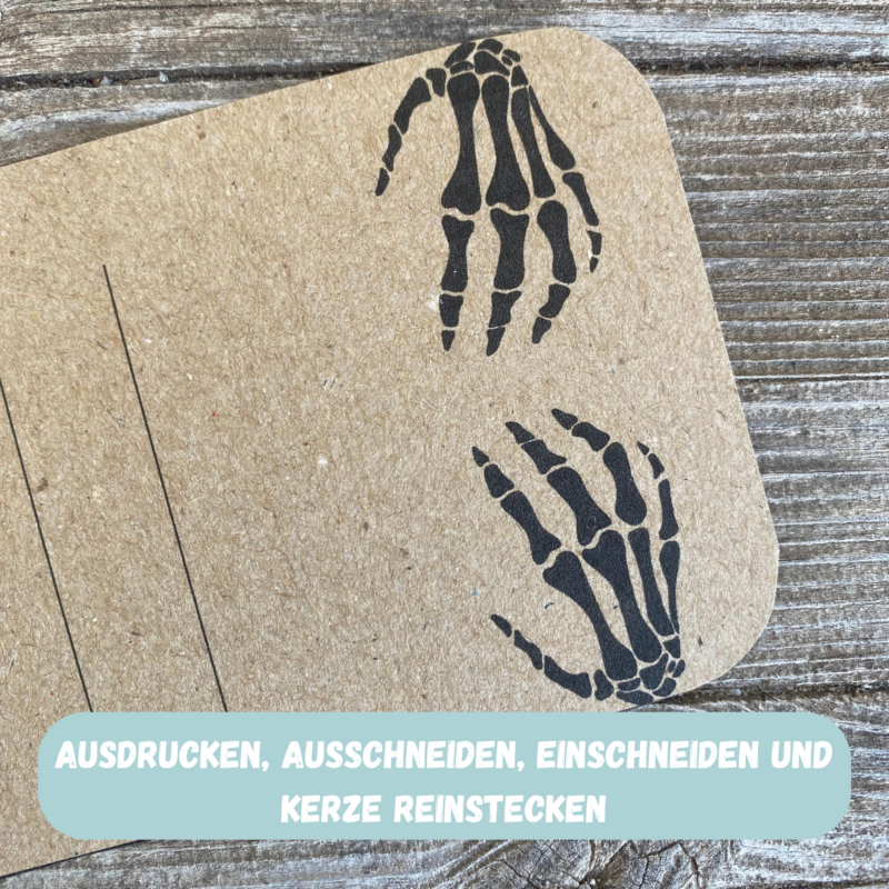 Happy Halloween - Bastelvorlage- Kerzenverpackung für Stabkerzen & andere Kleinigkeiten mit Skelett- Download