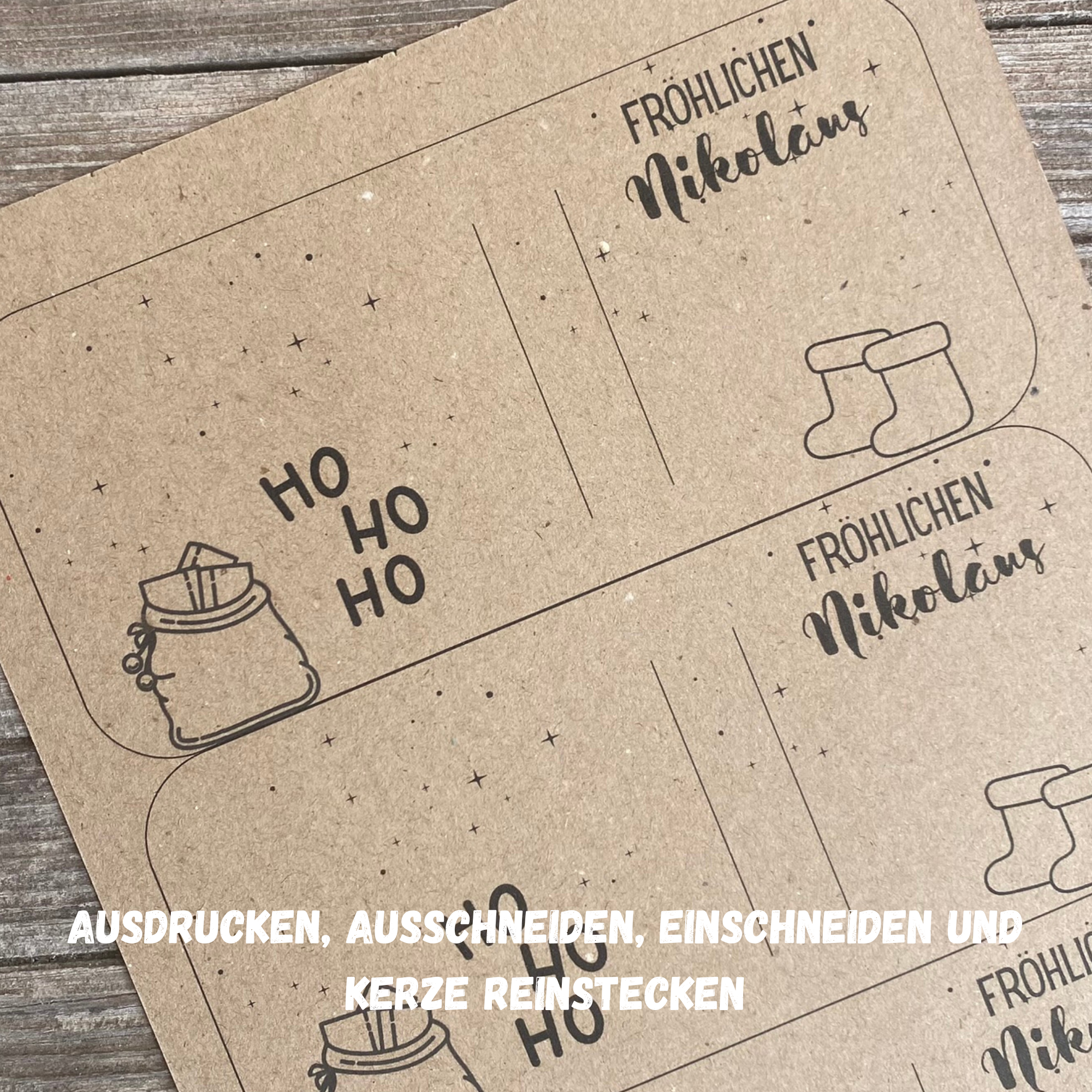 DIY Bastelvorlage Nikolaus - Kerzenverpackung für Stabkerzen & andere Kleinigkeiten - Download