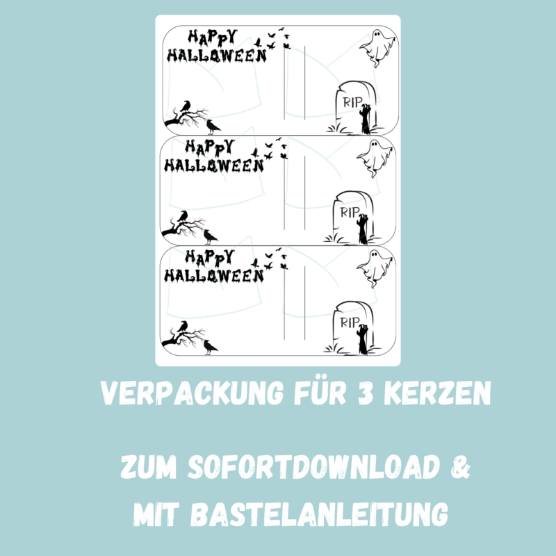Halloween Kerzenverpackung für Stabkerzen & andere Kleinigkeiten mit Rabe - Druckvorlage zum selber basteln - Download