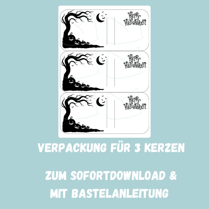 Happy Halloween - gruselige Kürbisse Bastelvorlage- Kerzenverpackung für Stabkerzen & andere Kleinigkeiten- Download