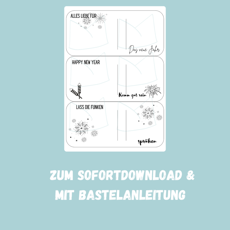 DIY Bastelvorlage Silvester - 3 verschiedene Motive - Verpackung für Kerzen & andere Kleinigkeiten - Download