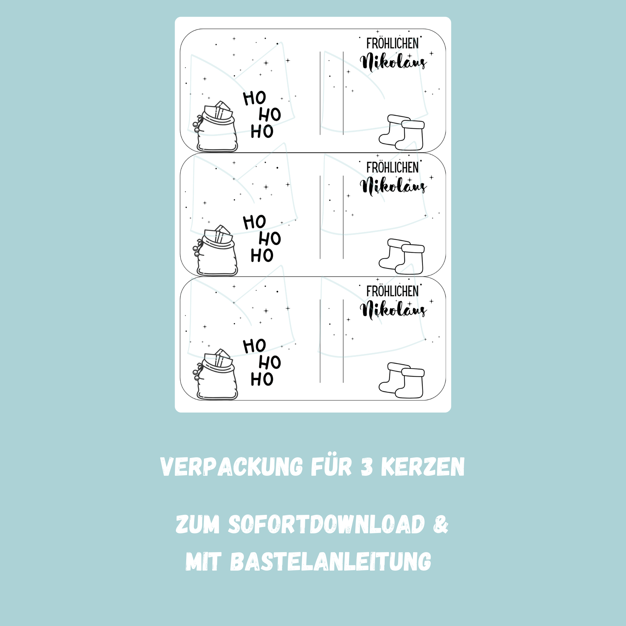 DIY Bastelvorlage Nikolaus - Kerzenverpackung für Stabkerzen & andere Kleinigkeiten - Download