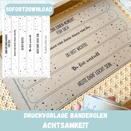 PDF Bastelvorlage Banderolen - Achtsamkeit - für die Seele für achtsame Geschenke- Download