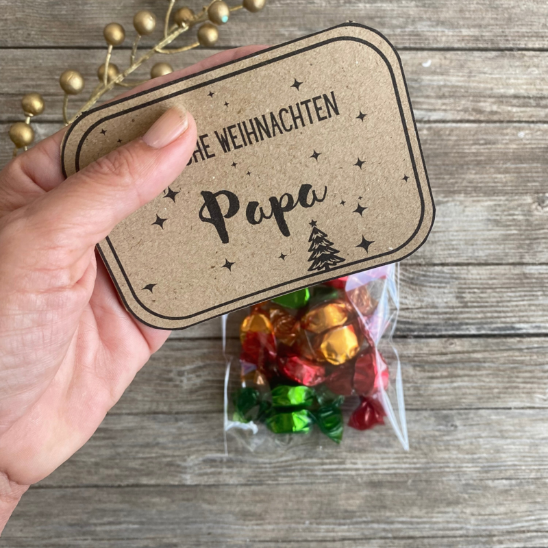 Bastelvorlage Tütenklappe Geschenktüte Frohe Weihnachten Papa - für befüllte Geschenktütchen, PDF