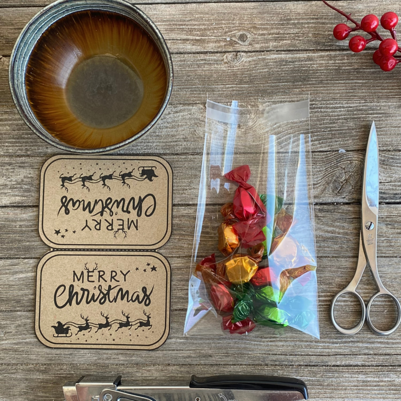Bastelvorlage Tütenklappe Geschenktüte Rentiere - Merry Christmas - für befüllte Geschenktütchen, PDF
