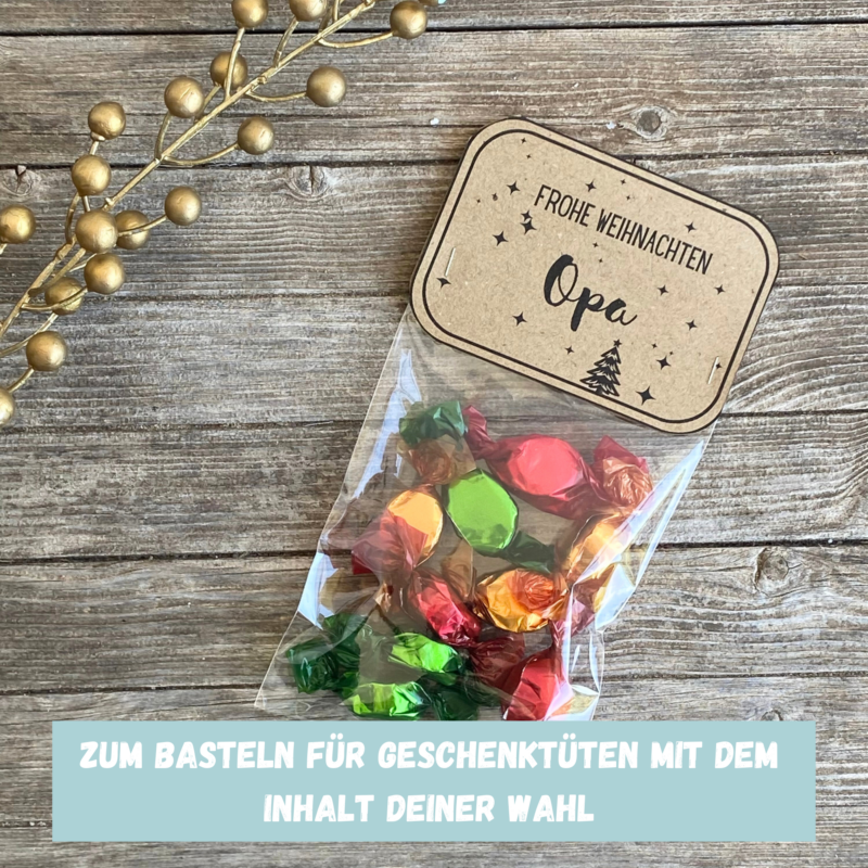 Bastelvorlage Tütenklappe Geschenktüte Frohe Weihnachten Opa - für befüllte Geschenktütchen, PDF
