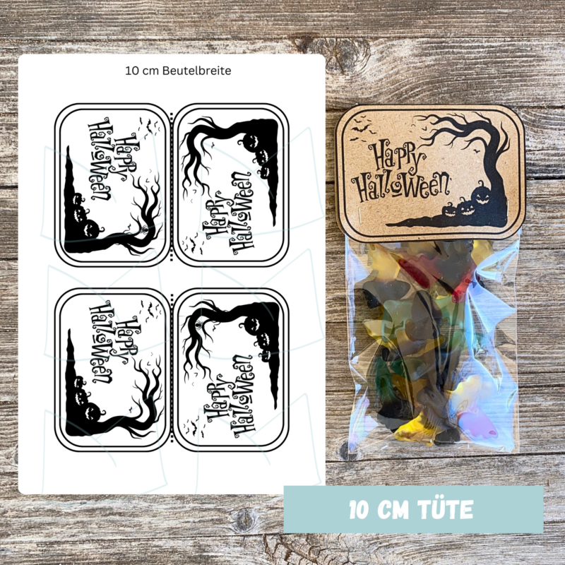 Tütenklappe Geschenktüte Happy Halloween, Tütenverpackung für befüllte Geschenktütchen, Digitaler Download