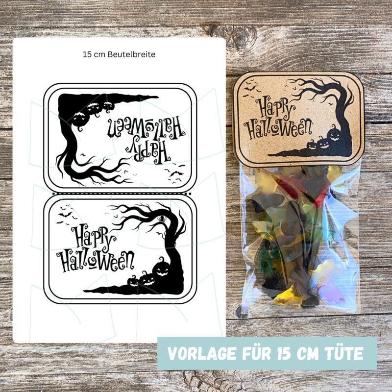 Tütenklappe Geschenktüte Happy Halloween, Tütenverpackung für befüllte Geschenktütchen, Digitaler Download