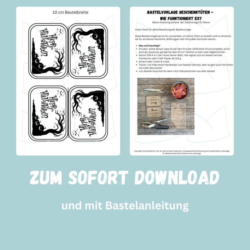Tütenklappe Geschenktüte Happy Halloween, Tütenverpackung für befüllte Geschenktütchen, Digitaler Download