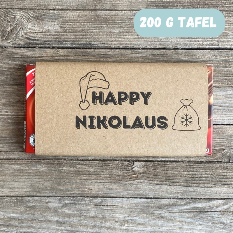 Happy Nikolaus, Schokoladenbanderole, Verpackung für Schokolade 100 g & 200 g Tafeln - Digitaler Download - PDF
