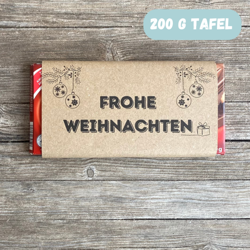 Frohe Weihnachten, Schokoladenbanderole, Verpackung für Schokolade 100 g & 200 g Tafeln - Digitaler Download - PDF