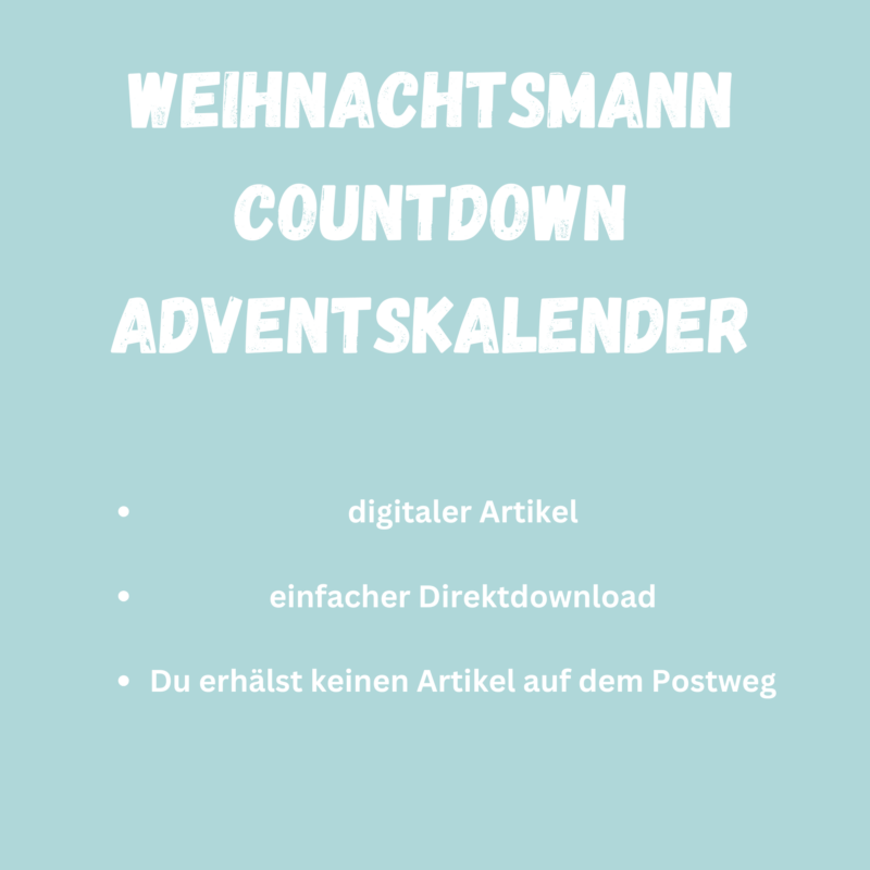 lustiger Adventskalender Weihnachtmann zum Bart ankleben - mit 24 Wattebauschen- Digitaler Download PDF