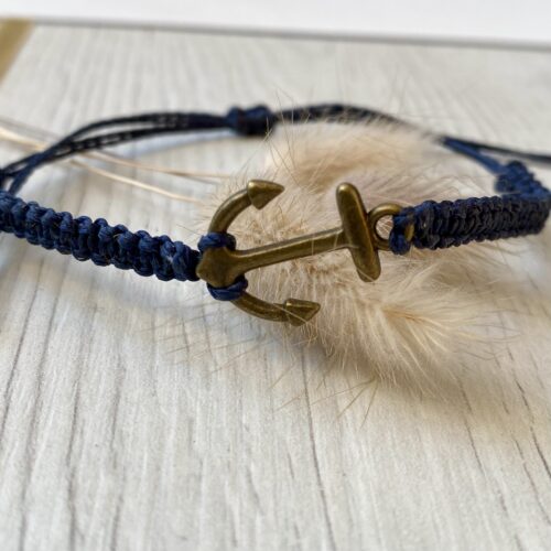 Makramee Armband, maritimer Anker aus Altmessing, Urlaub, Meer, Personalisierbar