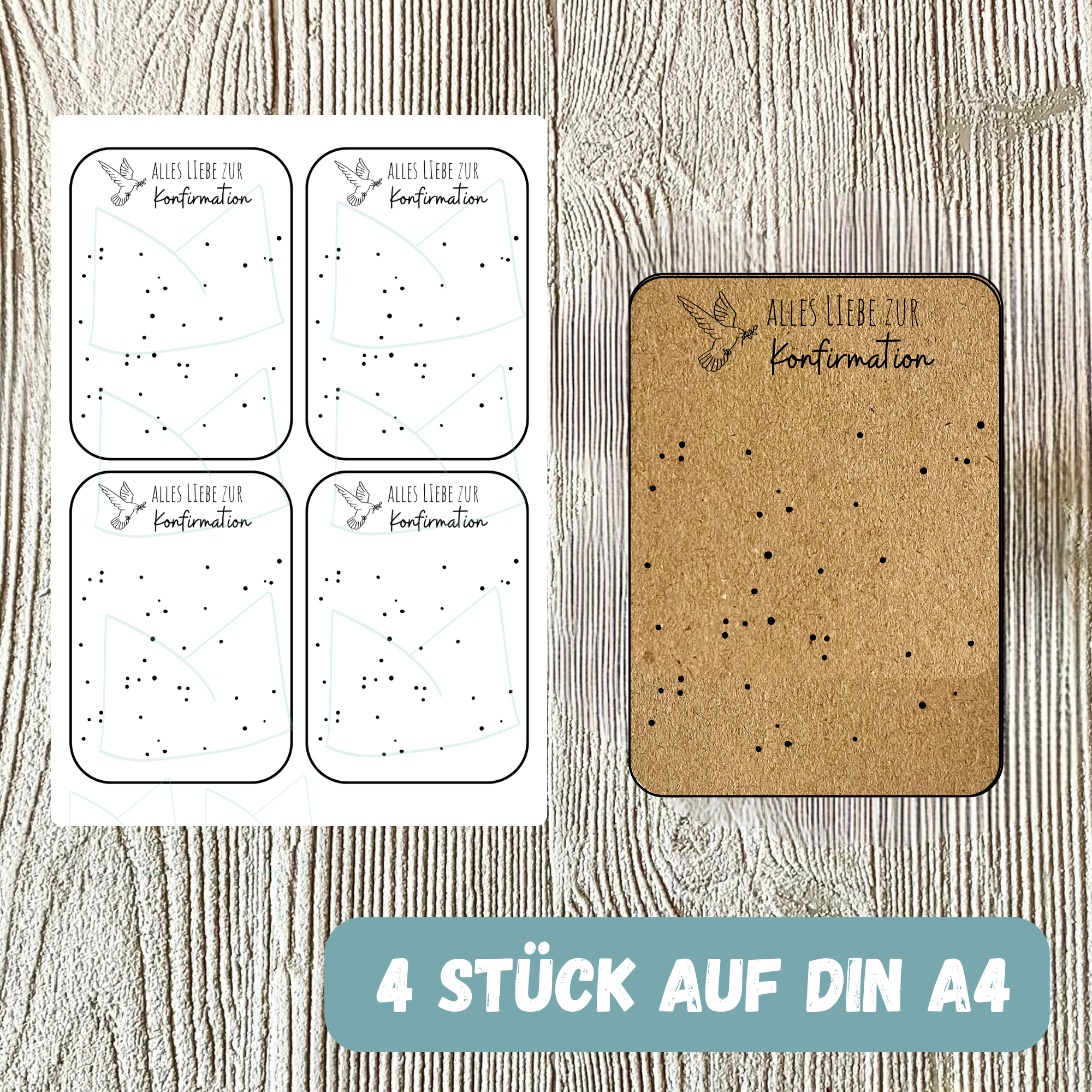 Bastelvorlage Geschenkkarte - Alles Liebe zur Konfirmation - Karte zum Bestücken - PDF Download