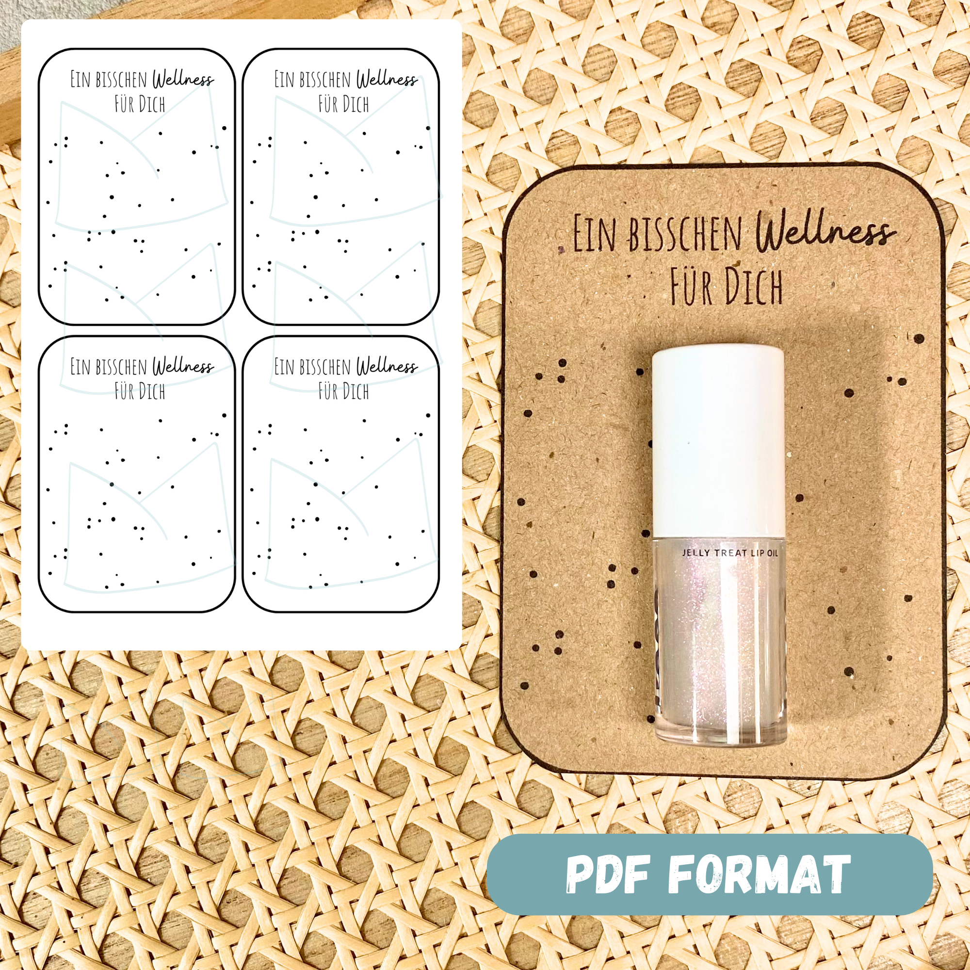 Bastelvorlage Geschenkkarte - Ein bisschen Wellness für Dich - Karte zum Bestücken - PDF Download