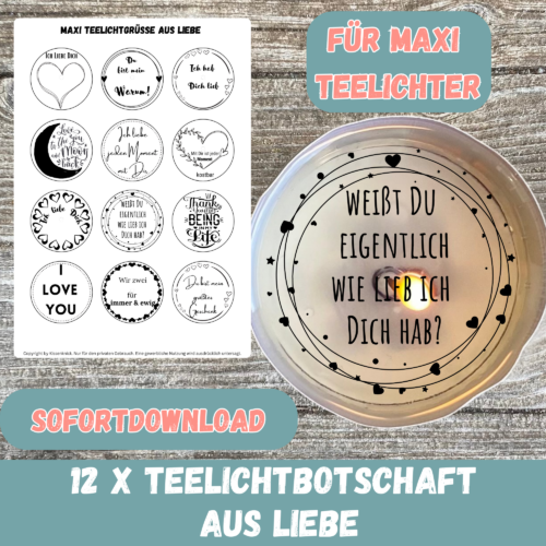 Teelichtbotschaft für MAXI Teelichter - Liebe - Digitaler Download