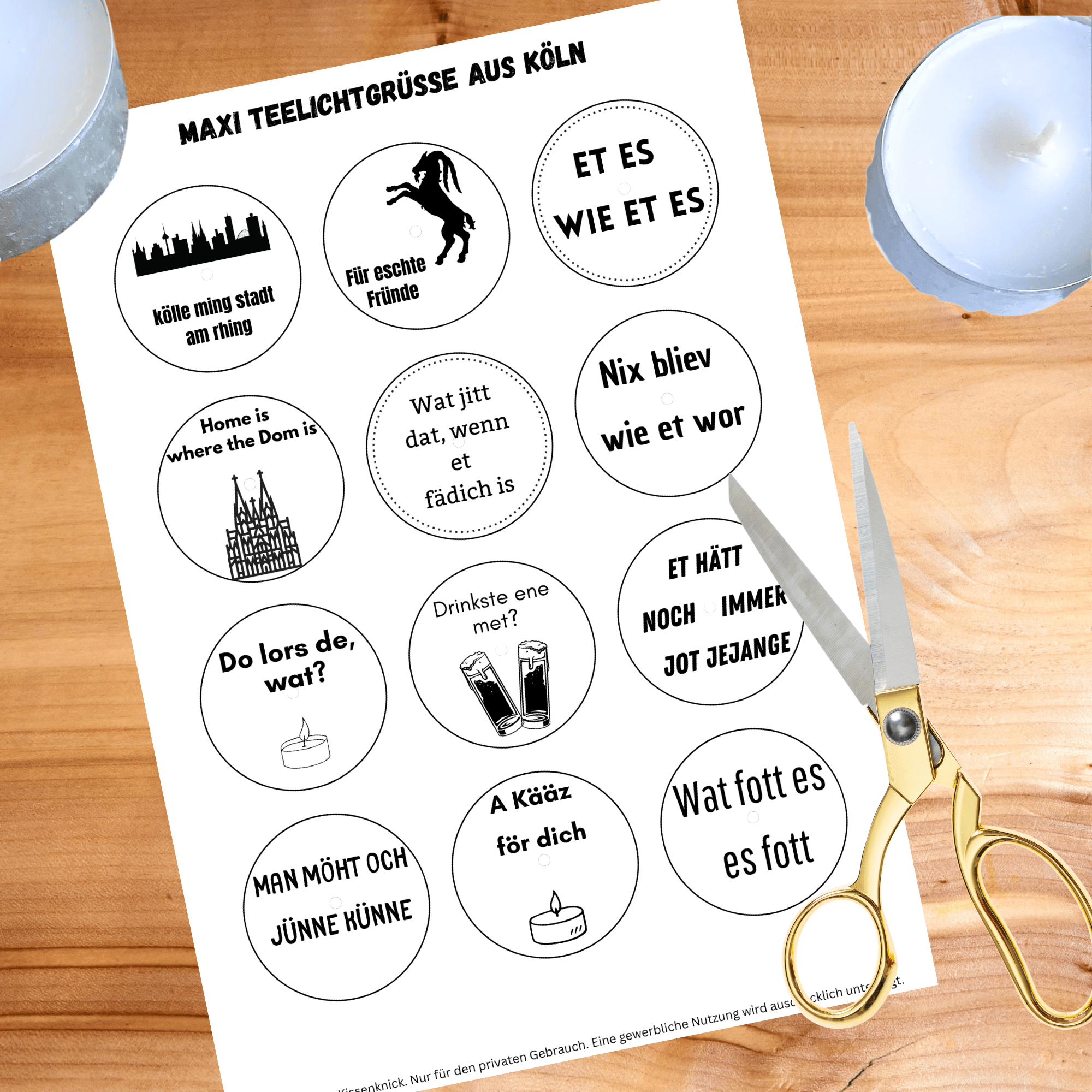 Teelichtbotschaft für MAXI Teelichter - Köln - Digitaler Download