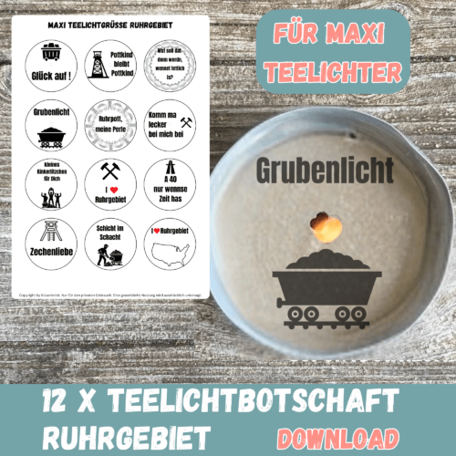 Teelichtbotschaft für MAXI Teelichter - Ruhrgebiet, Ruhrpott - Digitaler Download