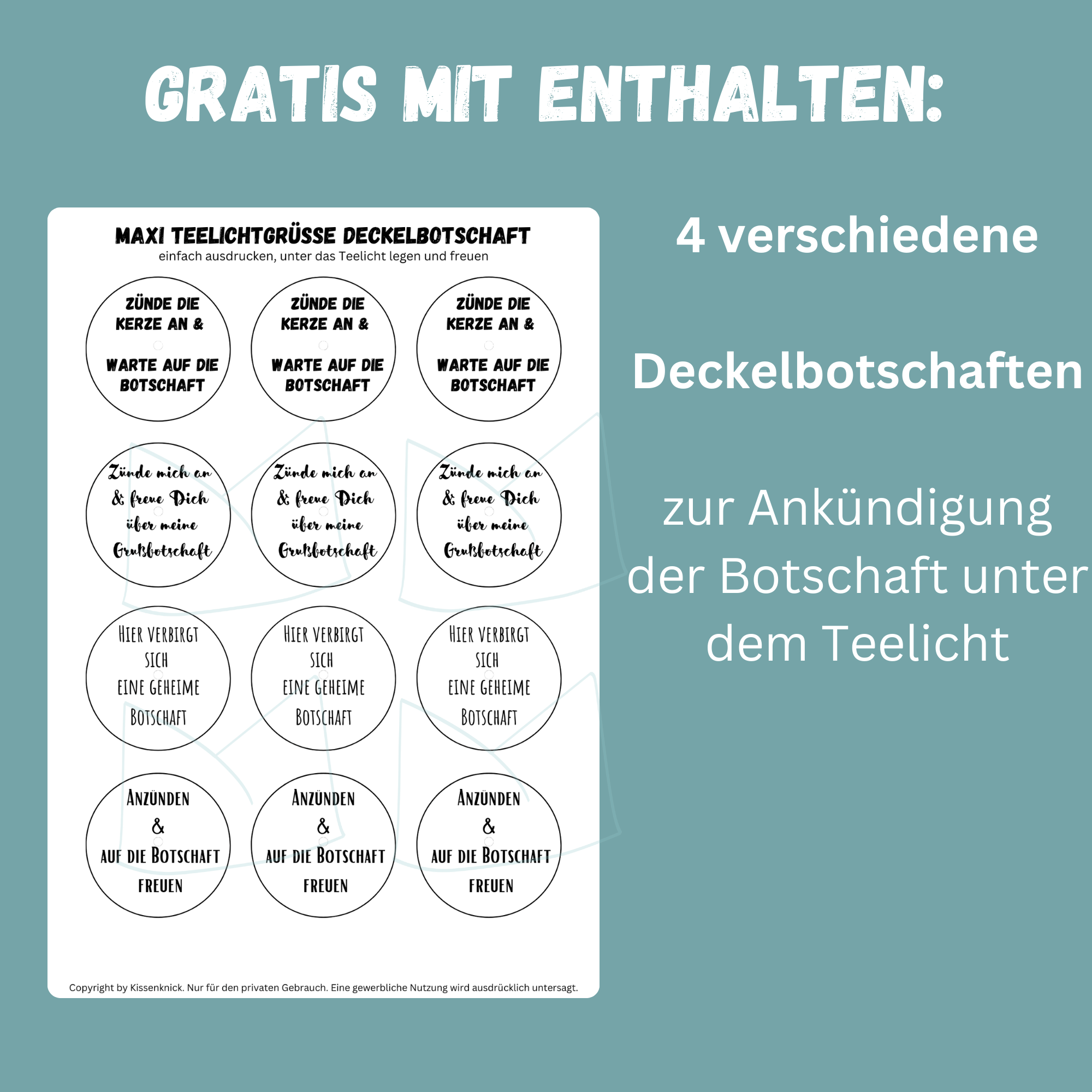 Teelichtbotschaft für MAXI Teelichter - Ruhrgebiet, Ruhrpott - Digitaler Download