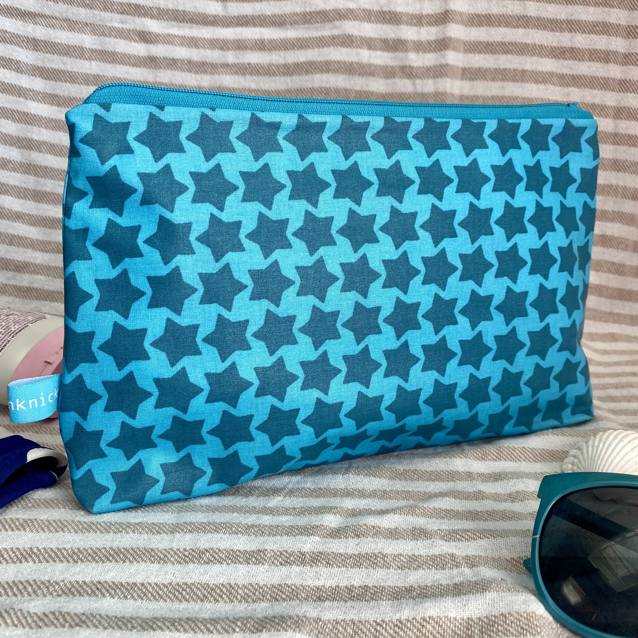 Wetbag, Schwimmtasche, Nasstasche für Strand oder Schwimmbad mit Sternen in türkis