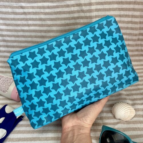 Wetbag, Schwimmtasche, Nasstasche für Strand oder Schwimmbad mit Sternen in türkis