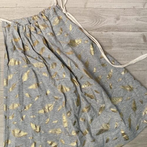 Trägerkleid aus Jersey zum Mitwachsen grau mit goldenene Federn - 4-6 Jahre - Kleid/ Tunika/ Shirt