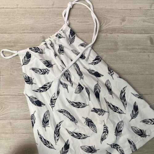 Trägerkleid aus Jersey zum Mitwachsen in weiß mit Federn - 2-4 Jahre - Kleid/ Tunika/ Shirt