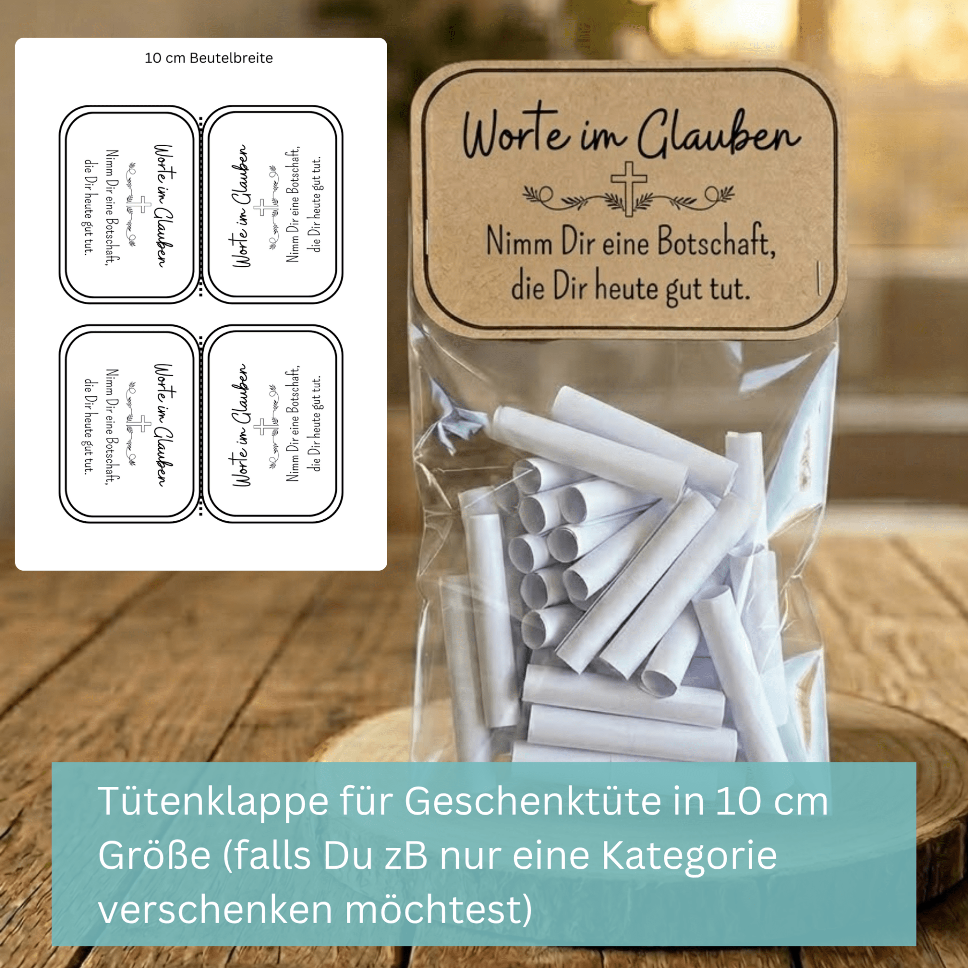 Geschenk im Glas - Worte im Glauben - christliche Impulse und Gedanken zum Ausdrucken, Geschenktüte