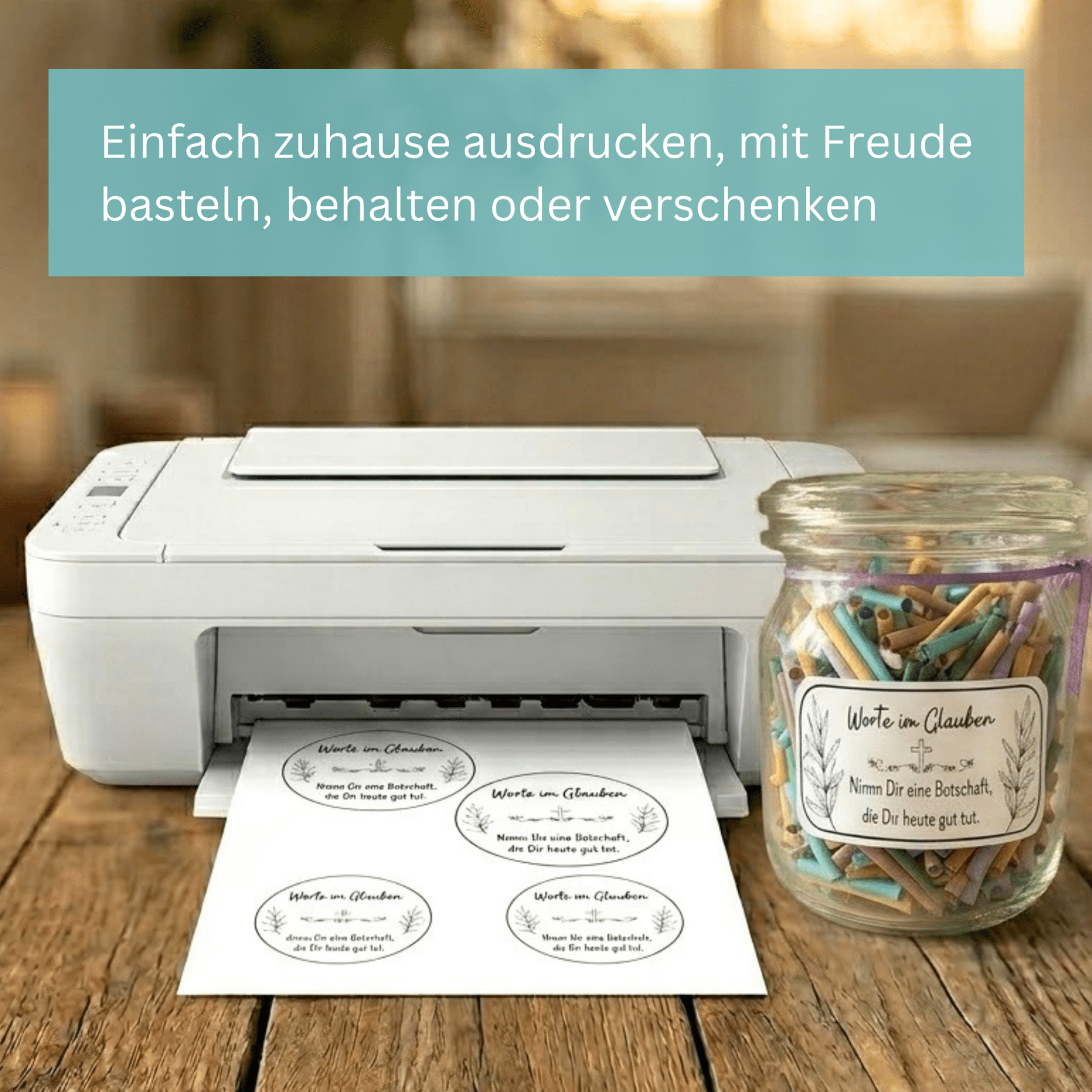 Geschenk im Glas - Worte im Glauben - christliche Impulse und Gedanken zum Ausdrucken, Drucker