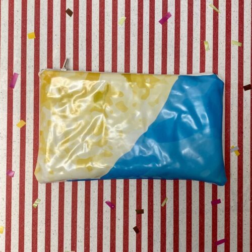 Upcycling Mäppchen aus Luftmatratze, aufblasbares Eis, Sorte: Kaugummi/ Zitrone, wasserabweisend