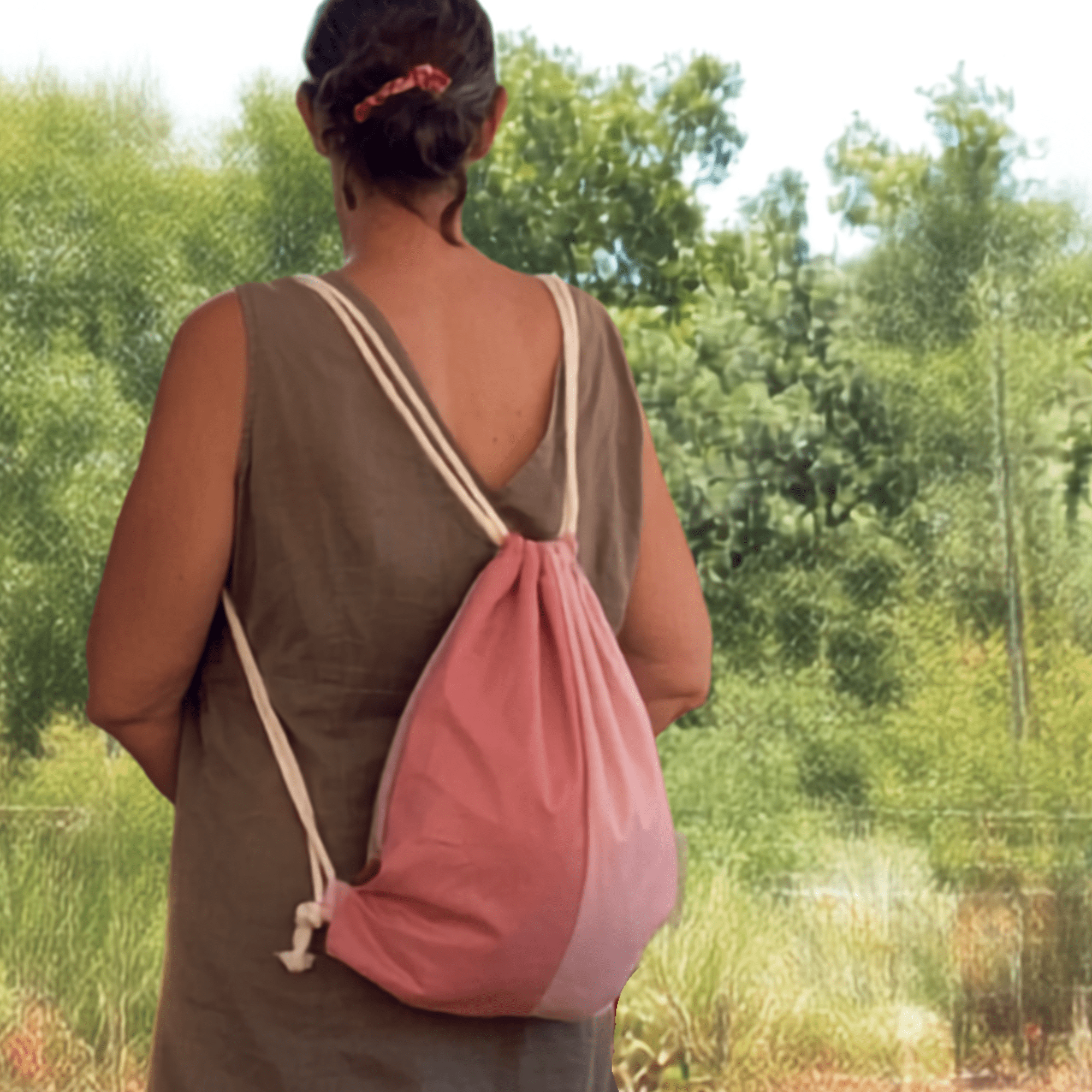 Rucksack/ Turnbeutel/ Kordelzugbeutel "Monte Clérigo" aus recyceltem Sonnenschirm; leichter, wasserabweisender Upcycling Beutel