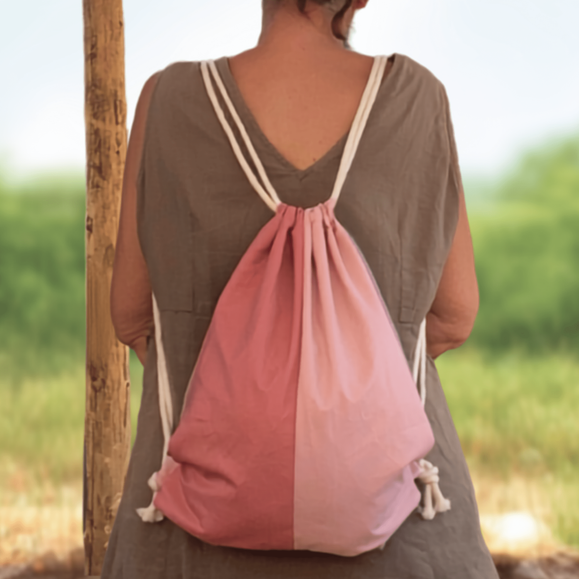 Rucksack/ Turnbeutel/ Kordelzugbeutel "Monte Clérigo" aus recyceltem Sonnenschirm; leichter, wasserabweisender Upcycling Beutel